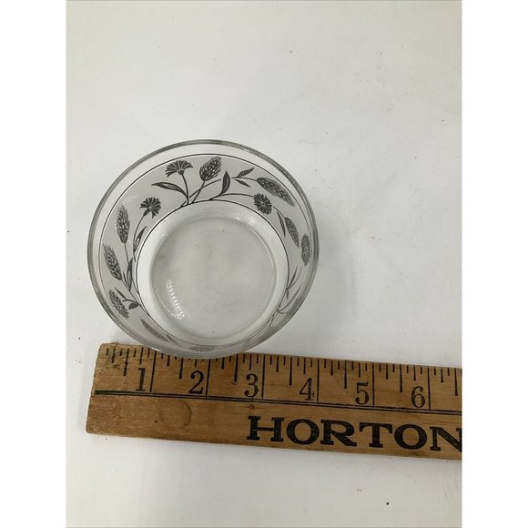 4 Libbey Silver Wheat Snack Fruit Bowls Set Vintage 3 1/2" Leaf Frosted Glass EU - Picture 3 of 8